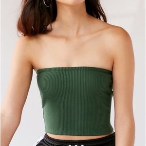 urban outfitters green ribbed tube top